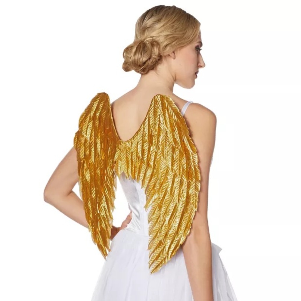 Goldtone Feather-Effect Angel Wings